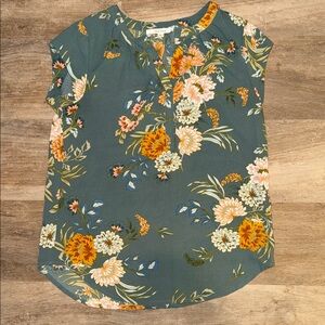 Fun 2 Fun Teal Floral Blouse
